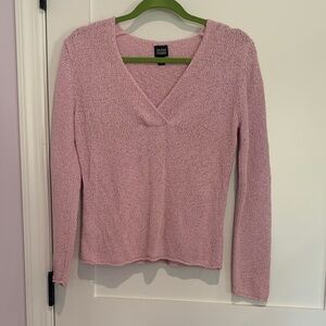 Eileen Fisher Light Pink V-Neck Knit Top